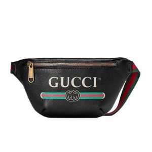 Gucci unisex's Size 90 Logo Print Black belt bag